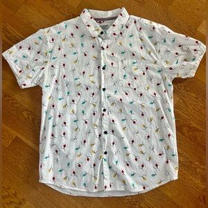 Eighth Avenue Men’s L/XL Christmas Light Bulb Short Sleeve Button Down Shirt